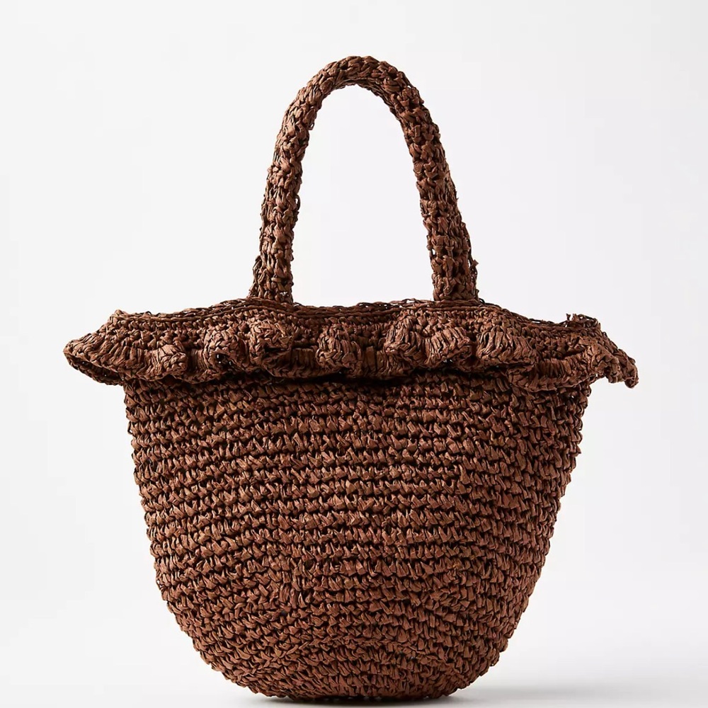 LOFT Ruffle Straw Bag